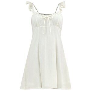 NWT, SZ L, Flutter Shoulder Mini Dress, Ivory